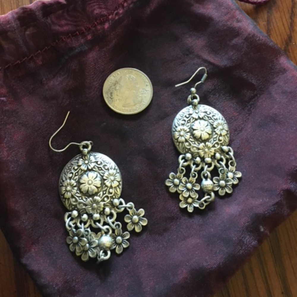 Boho earrings silver tone